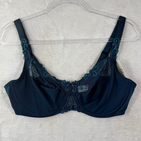 Simone Perele Other - Simone Perele Prestige Blue Full Cup Support Bra 12X320 Embroidered Lace 36D NEW